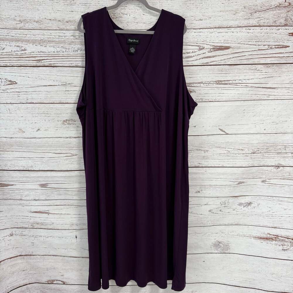 Maggie Barnes Women's Purple Surplice Sleeveless Midi Dress Size 4X